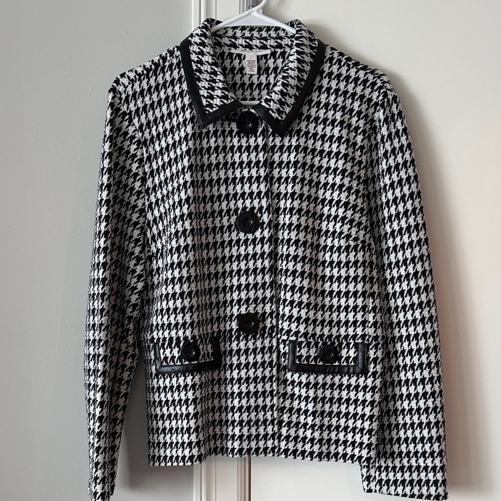 Classic Black and White Houndstooth Women's Jacket